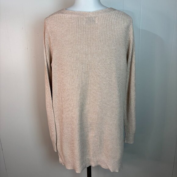 Old Navy Tunic Sweater Medium Beige V-Neck Long Sleeve Pullover Women's - Picture 5 of 7